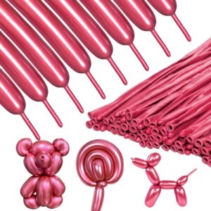 ZBYDNG Metallic Red Long Balloons Premium 260 Twisting Animals Magic Balloons for Birthday Kids Wedding Party Supply 100pcs