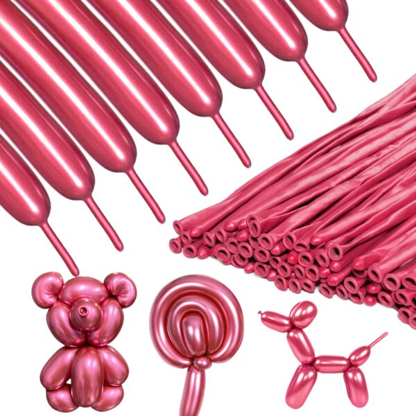 ZBYDNG Metallic Red Long Balloons Premium 260 Twisting Animals Magic Balloons for Birthday Kids Wedding Party Supply 100pcs