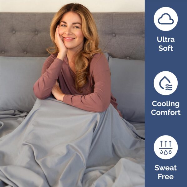 Split King Size 5 Piece Sheet Set - Comfy Breathable & Cooling Bed Sheets Set - Hotel Luxury Bedding for Women, Men, Kids, Teens, Boys & Girls - Deep Pockets and Wrinkle Free - Oeko-Tex - Steel Blue - Image 4