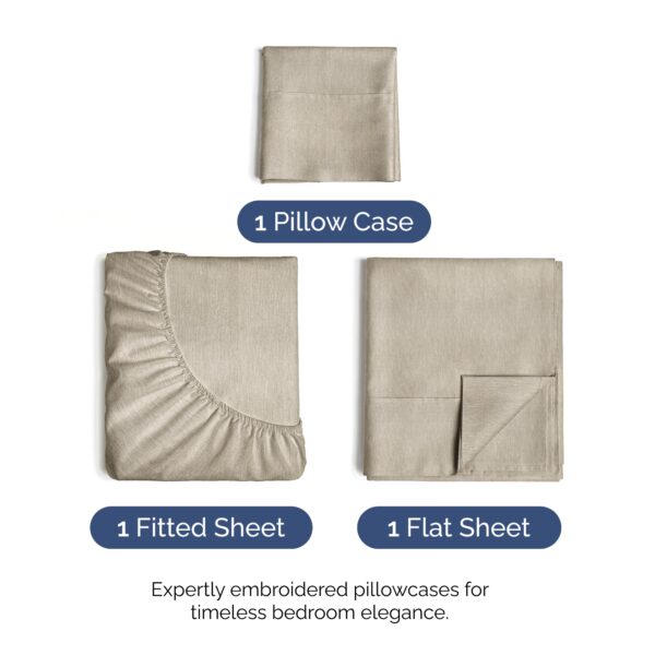 Twin Size 3 Piece Sheet Set - Comfy Breathable & Cooling Bed Sheets Set - Hotel Luxury Bedding for Women, Men, Kids, Teens, Boys & Girls - Deep Pockets, Soft & Wrinkle Free - Beige (Heathered Sheets) - Image 2