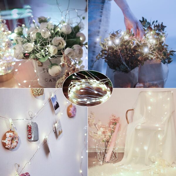 Brightown 24 Pack Fairy Lights Battery Operated - 7Ft 20 Led Mini String Lights Silver Wire Waterproof Firefly Starry DIY Lights for Bedroom Patio Wedding Party Christmas Decor (Pure White) - Image 5