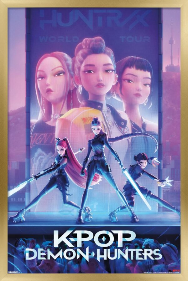 Trends International Netflix KPop Demon Hunters (2025) - One Sheet Wall Poster, 22.4L x 14.7W, Gold Framed Version
