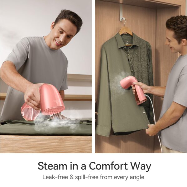HiLIFE Steamer for Clothes, 1100W Clothes Steamer, Fast Wrinkle Removal with Large 300ml Tank, Ideal for All Fabrics, Easy to Use, Compact and Portable Travel Garment Steamer-Pink - Image 7