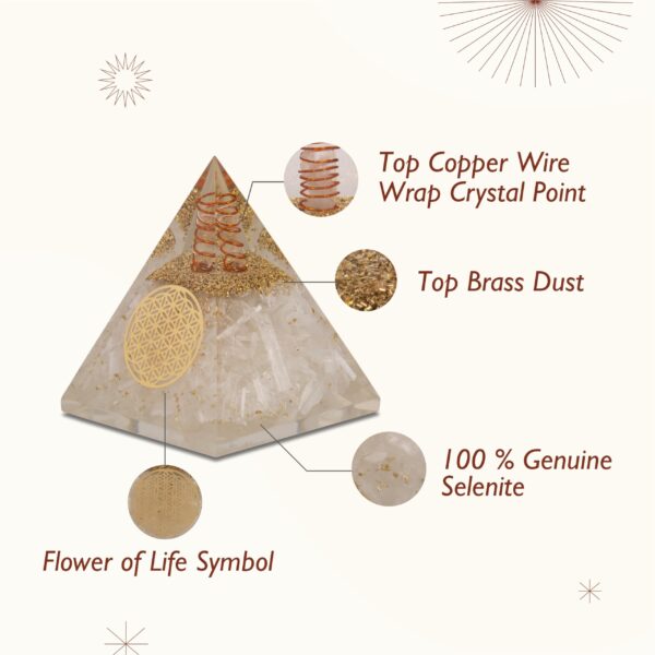 Agate Mart Selenite Orgonite Pyramids, Harnessing Clarity and Protection with Black Tourmaline Pendant - Image 7