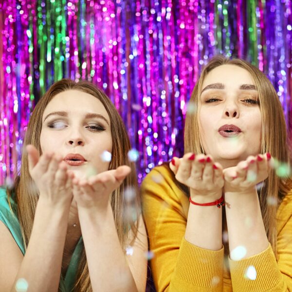 5 Pack Foil Curtain Backdrop Metallic Tinsel Foil Fringe Curtains Photo Booth Props for Birthday Wedding Engagement Baby Shower Bachelorette Christmas Holiday Celebration Party Decorations - Image 2