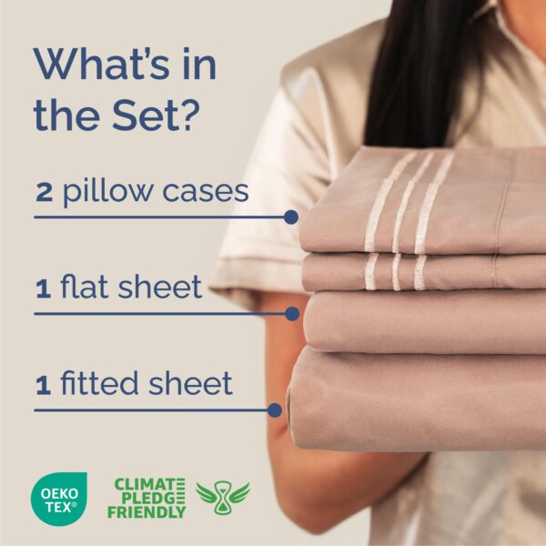 Queen Size 4 Piece Sheet Set - Comfy Breathable & Cooling Bed Sheets Set - Hotel Luxury Bedding for Women, Men, Kids, Teens, Boys & Girls - Deep Pockets, Ultra-Soft, Wrinkle Free - Oeko-Tex - Mauve - Image 2
