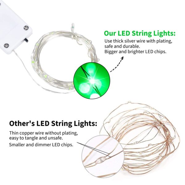 Brightown 12 Pack St. Patrick's Day LED Fairy Lights Battery Operated String Lights Waterproof Silver Wire 7 ft 20 LED Firefly Starry Moon Lights for DIY Wedding Party Bedroom Patio - Image 5