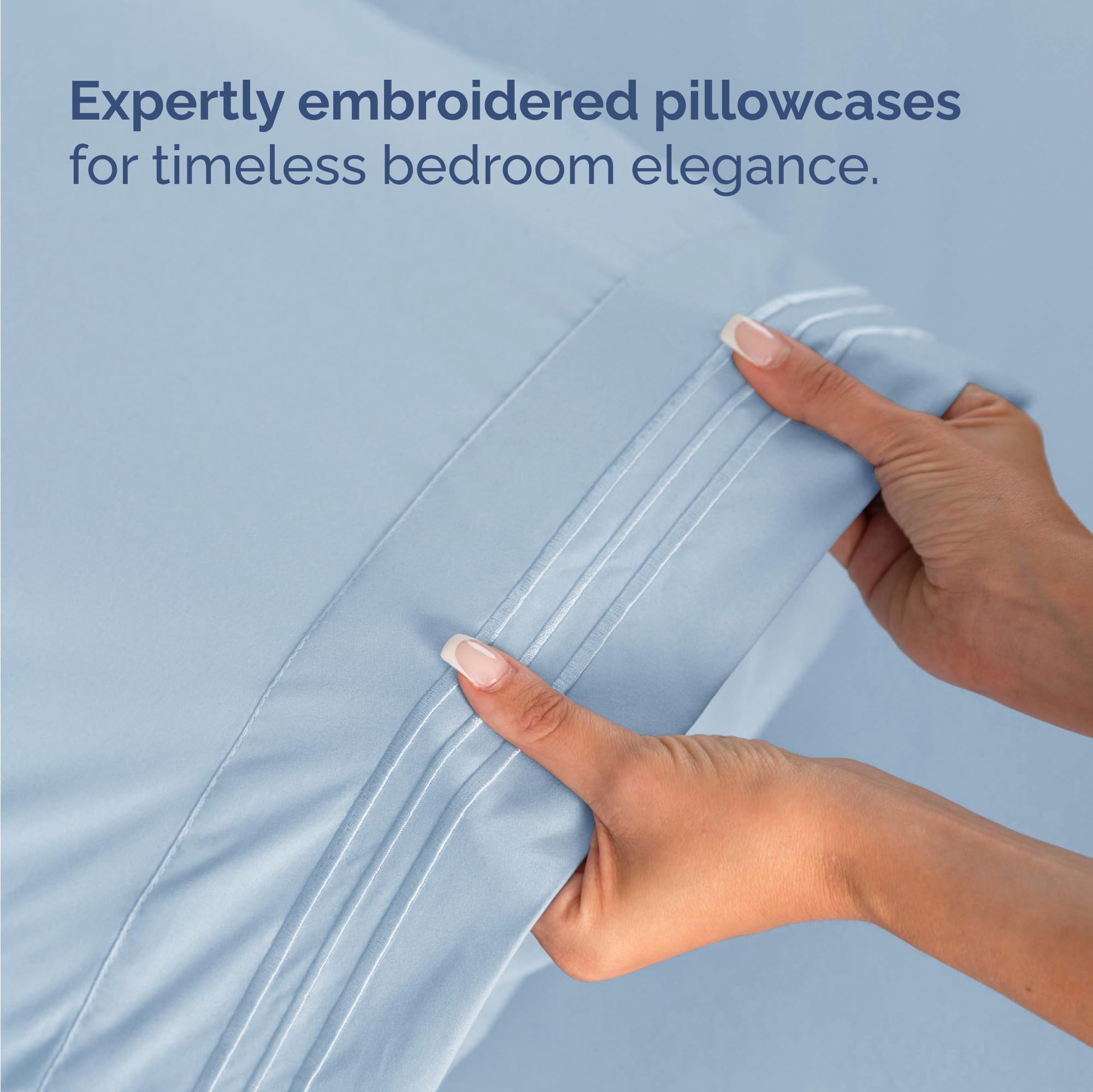 Twin Size 3 Piece Sheet Set - Comfy Breathable & Cooling Bed Sheets Set - Hotel Luxury Bedding for Women, Men, Kids, Teens, Boys & Girls - Deep Pockets, Soft and Wrinkle Free - Oeko-Tex - Light Blue - Image 6