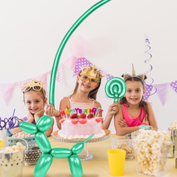 ZBYDNG Metallic Green Long Balloons Premium 260 Twisting Animals Magic Balloons for Birthday Kids Wedding Party Supply 100pcs - Image 5