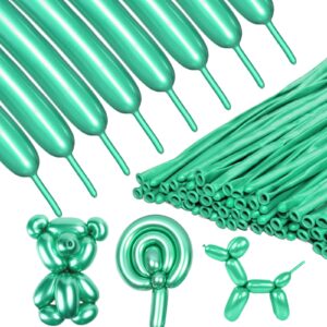 ZBYDNG Metallic Green Long Balloons Premium 260 Twisting Animals Magic Balloons for Birthday Kids Wedding Party Supply 100pcs