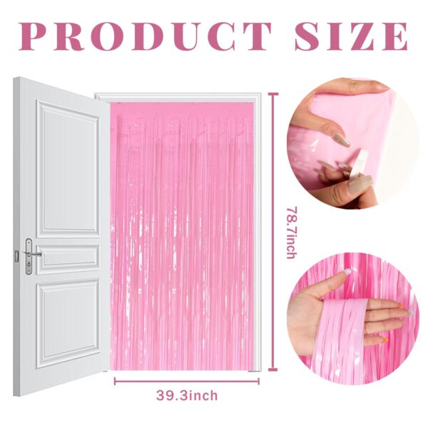 20 Pack Foil Curtain Pink Backdrop Streamers Metallic Tinsel Fringe Curtains Photo Booth Props for Birthday Wedding Engagement Bachelorette Christmas Holiday Celebration Party Decorations - Image 7