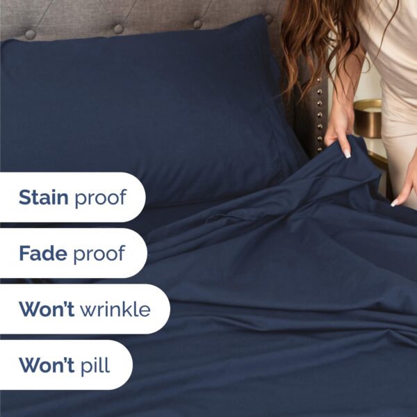 Twin Size 3 Piece Sheet Set - Comfy Breathable & Cooling Bed Sheets Set - Hotel Luxury Bedding for Women, Men, Kids, Teens, Boys & Girls - Deep Pockets, Ultra-Soft, Wrinkle Free - Oeko-Tex - Navy Blue - Image 5