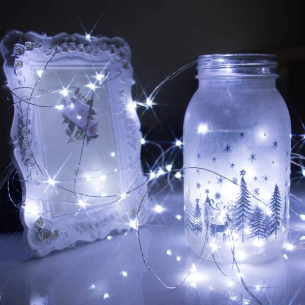 Brightown 12 Pack Led Fairy Lights Battery Operated String Lights Waterproof Silver Wire 7 Feet 20 Led Firefly Starry Moon Lights for DIY Wedding Party Bedroom Patio Christmas (12 Pack, White) - Image 4