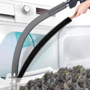 PetOde 2 Pieces Dryer Vent Cleaner Kit Compatible with Most Vacuum Cleaner, Dryer Lint Brush and Vacuum Hose Attachment, Quickly Lint Remover, Deep Gray