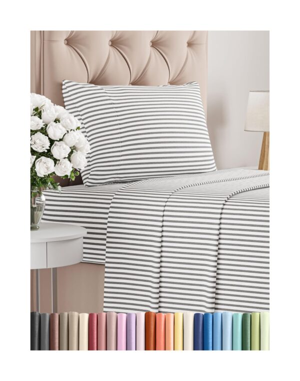 Twin XL Size 3 Piece Sheet Set - Comfy Breathable & Cooling Bed Sheets Set - Hotel Luxury Bedding for Women, Men, Kids, Teens, Boys & Girls - Deep Pockets and Wrinkle Free - Oeko-Tex - Grey Stripes 2
