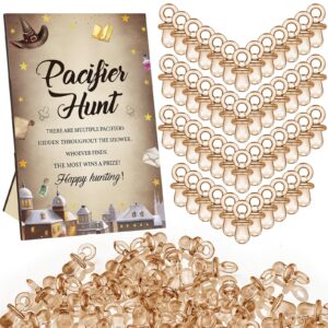 Thyle 51 Pcs Pacifier Hunt Baby Shower Games Include Hunt Sign and 50 Acrylic Pacifiers for Baby Shower Game Decoration Gift Sets Gender Reveal Party Decor(Magical Wizard)