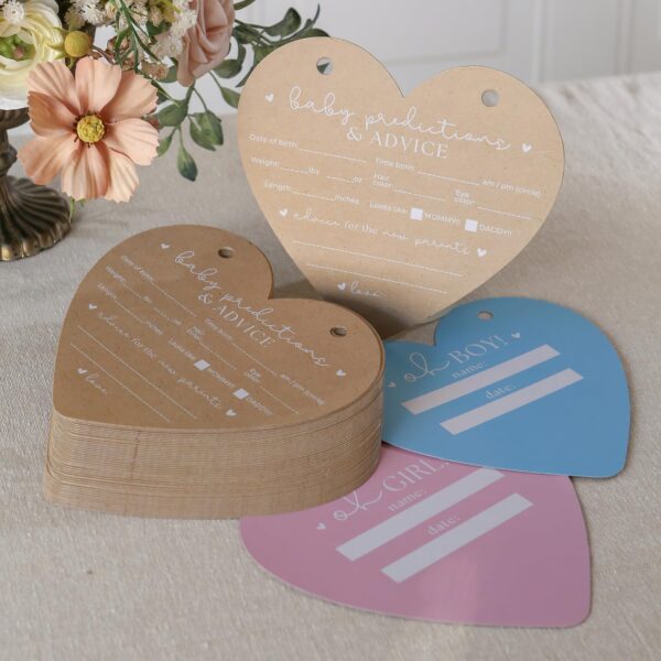 Heart Shaped Baby Shower Prediction Card Book Keepsake, By Kate Aspen Advice Cards, Best Wishes, Baby Shower Decoration, Gender Neutral Baby Shower Game & Party Activity - Image 4