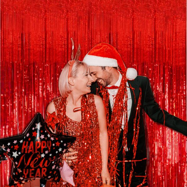 20 Pack Foil Curtain Backdrop Red Metallic Tinsel Foil Fringe Curtains Photo Booth Props for Birthday Wedding Engagement Baby Shower Bachelorette Christmas Holiday Celebration Party Decorations - Image 5