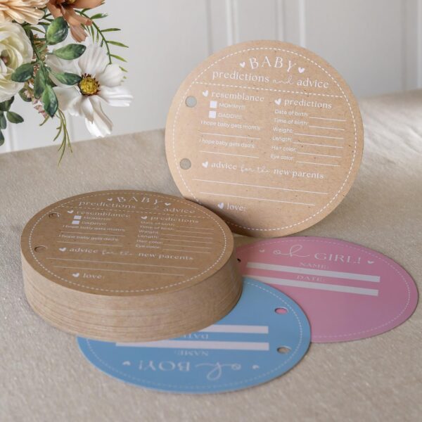 Baby Shower Prediction Card Book Keepsake Circle Shaped, By Kate Aspen Advice Cards, Best Wishes, Baby Shower Decoration, Gender Neutral Baby Shower Game & Party Activity - Image 5