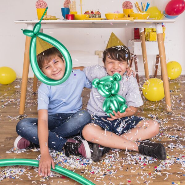ZBYDNG Metallic Green Long Balloons Premium 260 Twisting Animals Magic Balloons for Birthday Kids Wedding Party Supply 100pcs - Image 6
