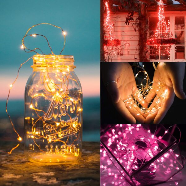 Brightown 12 Pack Multi Color Led Fairy Lights Battery Operated String Lights Waterproof Silver Wire 7 Feet 20 Led Firefly Starry Moon Lights for DIY Wedding Party Bedroom Patio Christmas - Image 3
