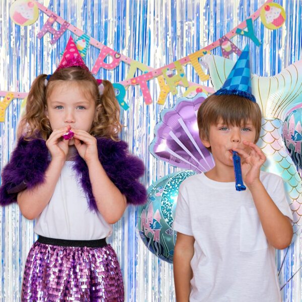 5 Pack Foil Curtain Backdrop Iridescent Metallic Tinsel Foil Fringe Curtains Photo Booth Props for Birthday Wedding Engagement Baby Shower Bachelorette Christmas Holiday Celebration Party Decorations - Image 3