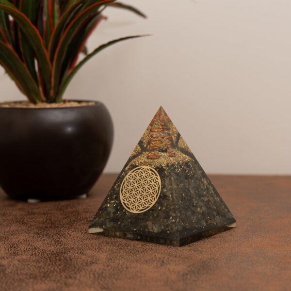 Agate Mart Labradorite Orgonite Pyramids with Black Tourmaline Pendant - Harmonizing Energy and Healing Enhancement - Image 7