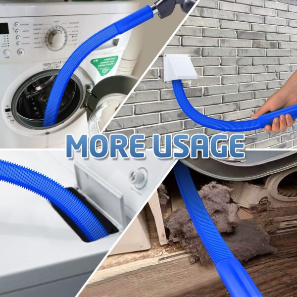 PetOde 2 Pieces Dryer Vent Cleaner Kit Compatible with All Vacuum Cleaner, Dryer Lint Brush and Vacuum Hose Attachment, Quickly Lint Remover, Deep Blue - Image 5