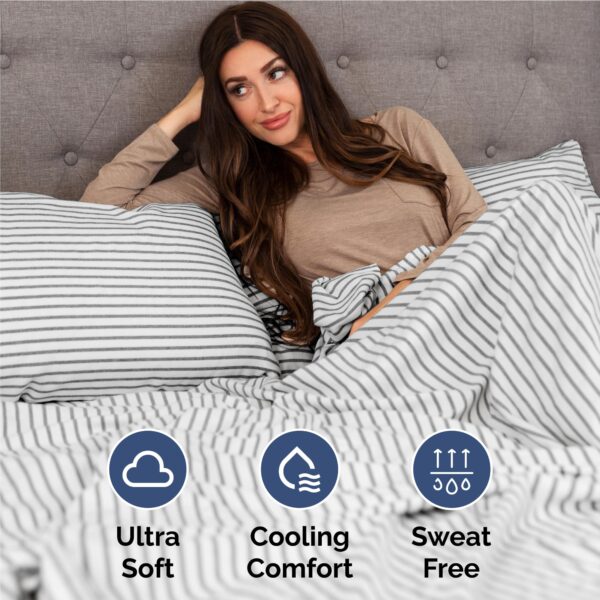 Twin XL Size 3 Piece Sheet Set - Comfy Breathable & Cooling Bed Sheets Set - Hotel Luxury Bedding for Women, Men, Kids, Teens, Boys & Girls - Deep Pockets and Wrinkle Free - Oeko-Tex - Grey Stripes 2 - Image 4