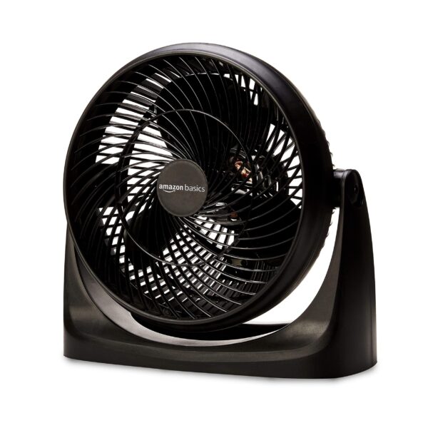 Amazon Basics Air Circulator Fan, Desk Fan for Bedroom, Home and Office, With 90-Degree Tilt Head, 3 Speed Settings, Lightweight (4.2 LBS), 70 Watts, Black, 14.8"Wx7.6"Dx14.1"H