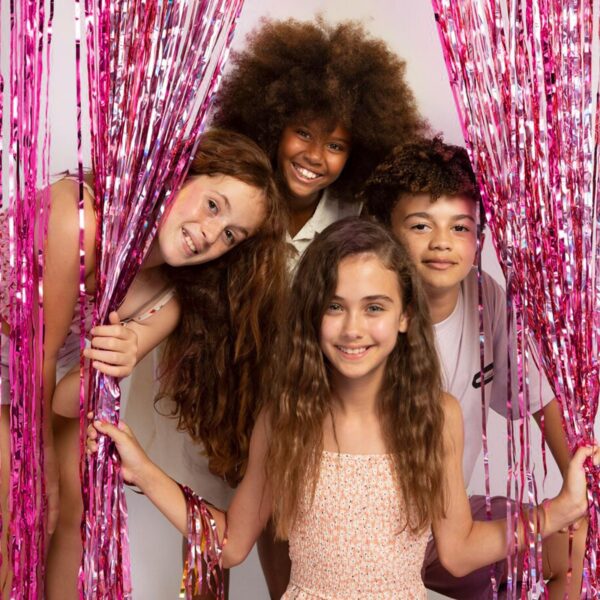 2 Pack Foil Curtain Backdrop Pink Metallic Tinsel Foil Fringe Curtains Photo Booth Props for Birthday Wedding Engagement Baby Shower Bachelorette Christmas Holiday Celebration Party Decorations - Image 4