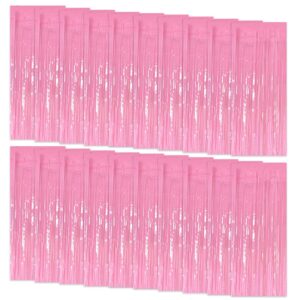 20 Pack Foil Curtain Pink Backdrop Streamers Metallic Tinsel Fringe Curtains Photo Booth Props for Birthday Wedding Engagement Bachelorette Christmas Holiday Celebration Party Decorations