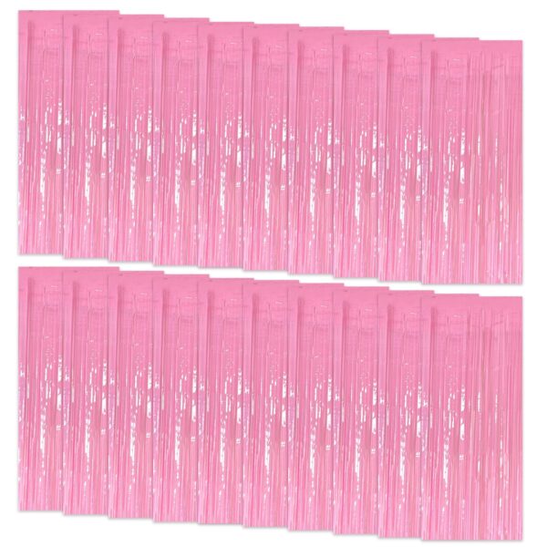 20 Pack Foil Curtain Pink Backdrop Streamers Metallic Tinsel Fringe Curtains Photo Booth Props for Birthday Wedding Engagement Bachelorette Christmas Holiday Celebration Party Decorations