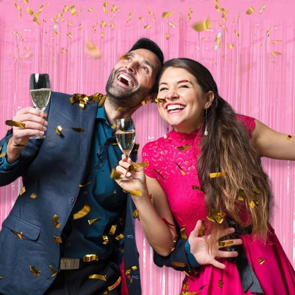 20 Pack Foil Curtain Pink Backdrop Streamers Metallic Tinsel Fringe Curtains Photo Booth Props for Birthday Wedding Engagement Bachelorette Christmas Holiday Celebration Party Decorations - Image 6