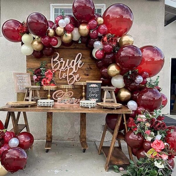 PartyWoo Retro Red Balloons, 50 pcs 12 Inch Burgundy Balloons, Maroon Balloons for Balloon Garland Arch as Party Decorations, Birthday Decorations, Wedding Decorations, Baby Shower Decorations - Image 5