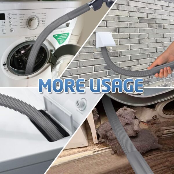 PetOde 2 Pieces Dryer Vent Cleaner Kit Compatible with Most Vacuum Cleaner, Dryer Lint Brush and Vacuum Hose Attachment, Quickly Lint Remover, Deep Gray - Image 2