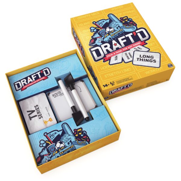 Spin Master Games, Draft’d, Competitive Drafting Party Game with Hilarious Prompts for College Nights, Football Watch Parties, Happy Hour Activity, for Teens & Adults, 3-5 Players, for Ages 14 & Up - Image 7