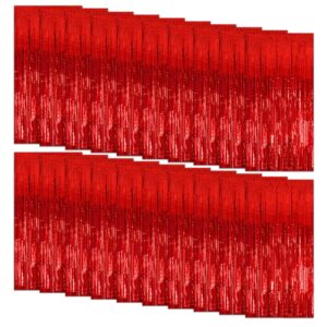20 Pack Foil Curtain Backdrop Red Metallic Tinsel Foil Fringe Curtains Photo Booth Props for Birthday Wedding Engagement Baby Shower Bachelorette Christmas Holiday Celebration Party Decorations