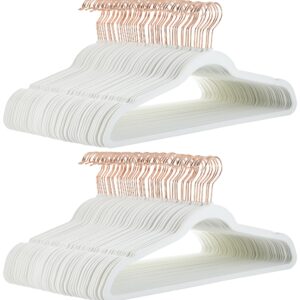 Amazon Basics Slim, Velvet, Non-Slip Suit Clothes Hangers, Ivory/Rose Gold - Pack of 100