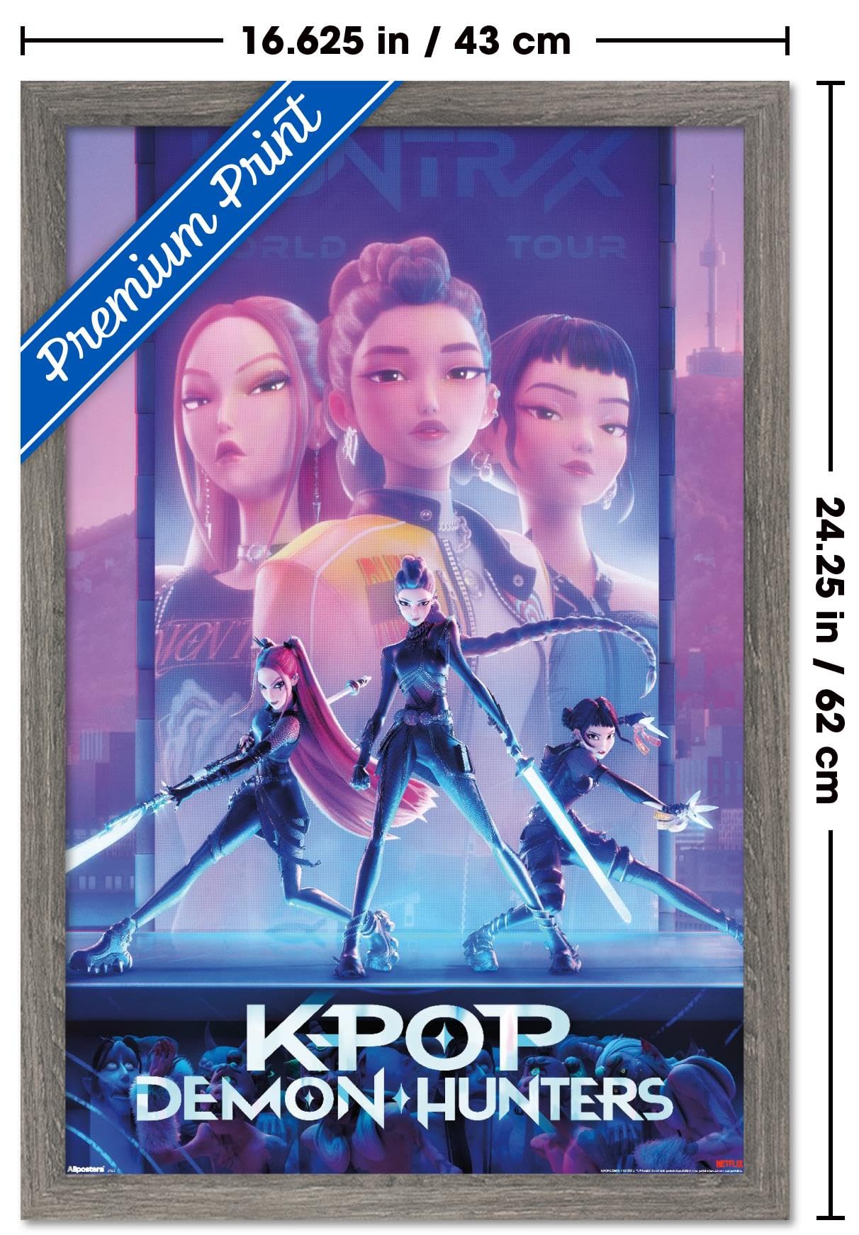Trends International Netflix KPop Demon Hunters (2025) - One Sheet Wall Poster, 22.4L x 14.7W, Barnwood Framed Version - Image 3