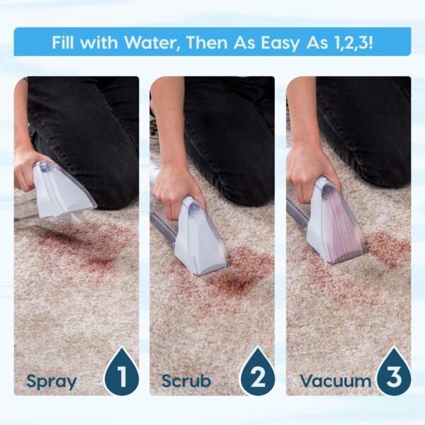 IRIS USA Carpet Spot Cleaner Machine with Auto Spray for Low Pile Carpets, Couch, Sofa, Upholstery, Car Detailing,Shallow Berber Rug, Lightweight Portable Chemical-Free Stain Remover 500mL Water Tank - Image 5