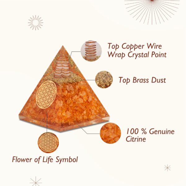Agate Mart Citrine Orgonite Pyramids - Healing Crystals Pyramid for Positive Energy And Meditation Yoga Positive Energy Crystal That Promotes Wealth, Prosperity and attracts Success - Image 3