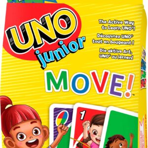 Mattel Games ​UNO Junior Move! Card Game for Kids Featuring Active Play, Simple Rules, 3 Levels of Play & Matching