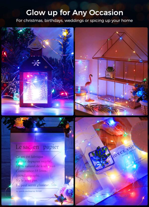 Brightown 12 Pack Easter Day Pastel LED Fairy Lights Battery Operated - Waterproof Silver Wire 7 ft 20 LED Firefly Lights for Easter Day Decor DIY Craft Party Bedroom - Image 8