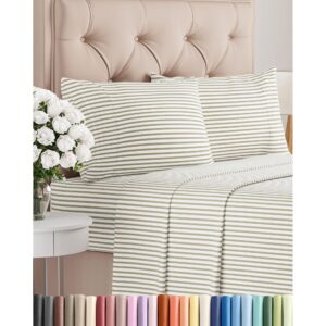 Cal King Size 4 Piece Sheet Set - Comfy Breathable & Cooling Bed Sheets Set - Hotel Luxury Bedding for Women, Men, Kids, Teens, Boys & Girls - Deep Pockets & Wrinkle Free - Oeko-Tex - Beige Stripes 2