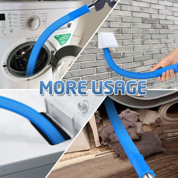 PetOde 2 Pieces Dryer Vent Cleaner Kit Compatible with All Vacuum Cleaner, Dryer Lint Brush and Vacuum Hose Attachment with Stretch Universal Connector, Quickly Lint Remover - Image 3