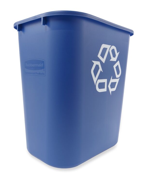 Rubbermaid Commercial Products Deskside Recycling Can, 7-Gallon/28-Quart, Blue Recycling Symbol, Plastic, for Bedroom/Bathroom/Office/Under Desk/Sink - Image 4