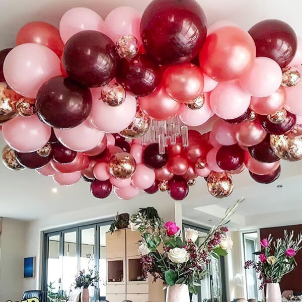 PartyWoo Retro Red Balloons, 50 pcs 12 Inch Burgundy Balloons, Maroon Balloons for Balloon Garland Arch as Party Decorations, Birthday Decorations, Wedding Decorations, Baby Shower Decorations - Image 6
