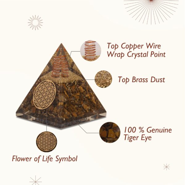 Agate Mart Tiger Eye Orgonite Pyramids with Black Tourmaline Pendant - Grounding and Protective Energy Set - Image 4