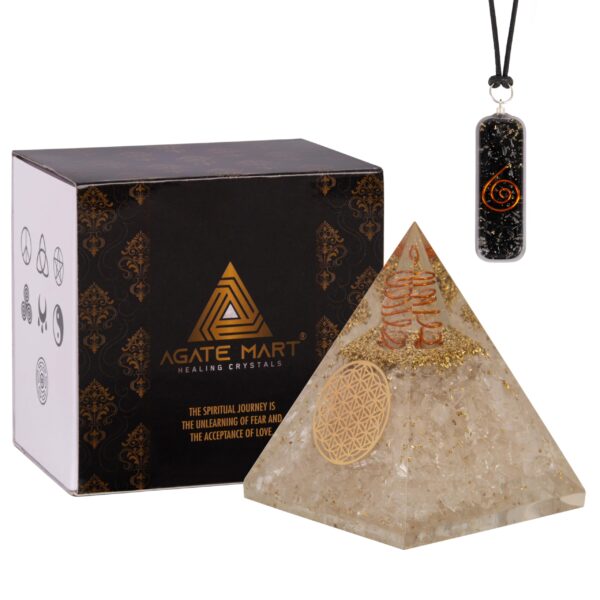 Agate Mart Orgonite Pyramids Crystals Pyramid for Positive Energy And Meditation Yoga Positive Energy Crystal That Promotes Wealth, Prosperity and attracts Success